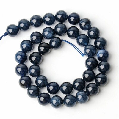 6/8/10mm Natural Stone Sapphire Color Jade Beads Blue Round