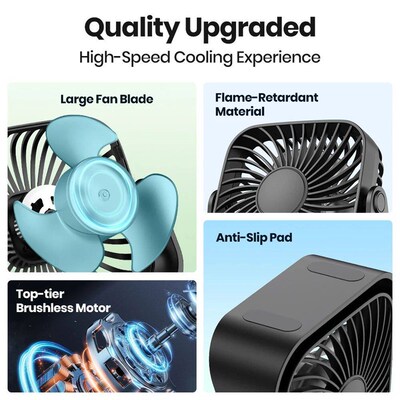 TOPK 4Inch USB Mini Portable Fan for Camping,3 Speeds Quiet