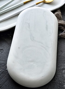 White marble ceramic storage tray oval oval dessert plate