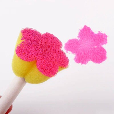 Kids Toddler Sponge Stamp Brush Kits Flower Drawing Toys for