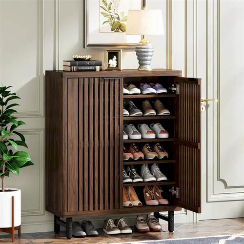 Tribesigns 6-Tier Shoe Cabinet with Louvered Doors, Large Wo