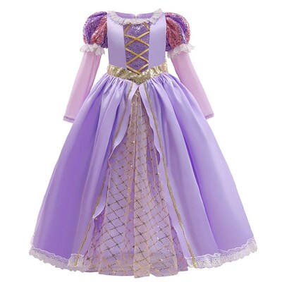 Rapunzel Princess Girl Dress Cosplay Tangled Halloween Party