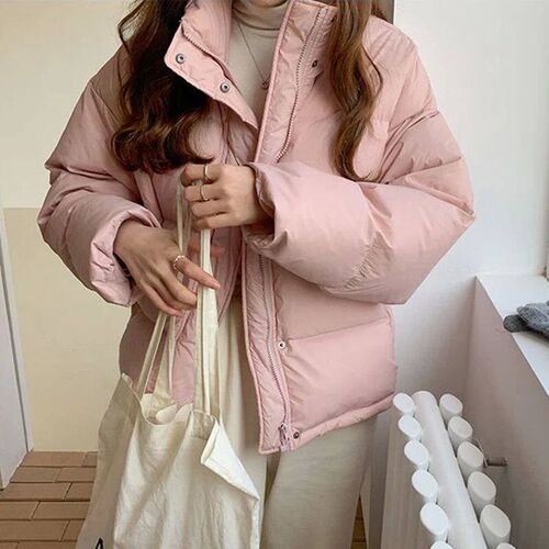 Rimocy Winter Warm Thick Short Parkas Women Korean Stand Col