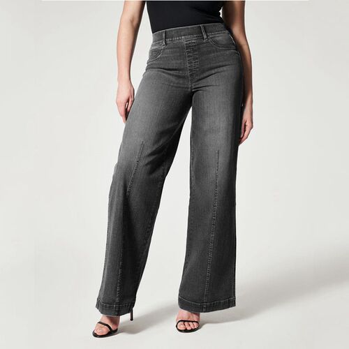 Jeans women elastic waist wide leg mid-waist 2023 new high e