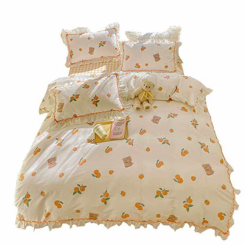 40 cotton four-piece princess style lace quilt cover spring