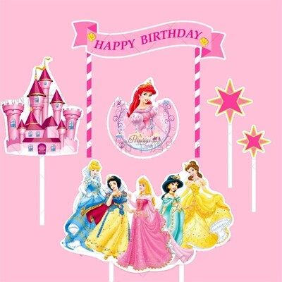 6Pcs/set  Six Princess Theme Cake Cupcake Toppers Cake Flag