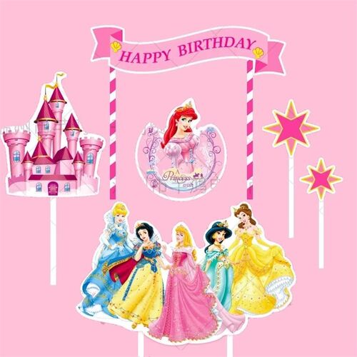 6Pcs/set  Six Princess Theme Cake Cupcake Toppers Cake Flag