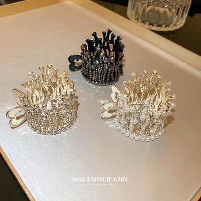 Love Diamond Crown Stitching Hairpin Small Grab Clip Light L