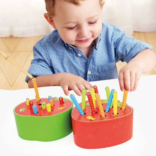 Magnet Strawberry Catch Worms Board Fishing Game for kids Ma