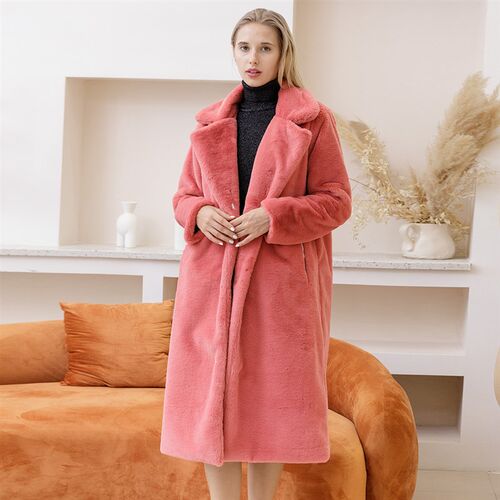 Elegant Winter Fur Coat Women Fashion Plush Faux Mink Fur Co