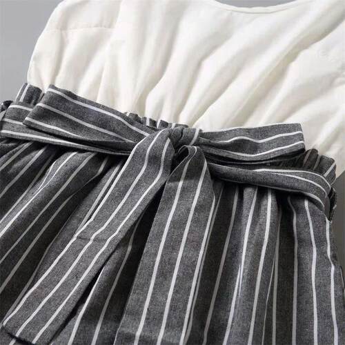 Striped Mother Daughter Matching Overalls Family Set One-Pie