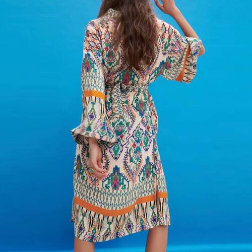 ZA Women Printed Shirt With Blet ShortPant Set 2023 Long B