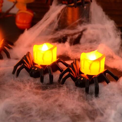 Halloween Decorations LED Candle Light Plastic Spider Pumpki