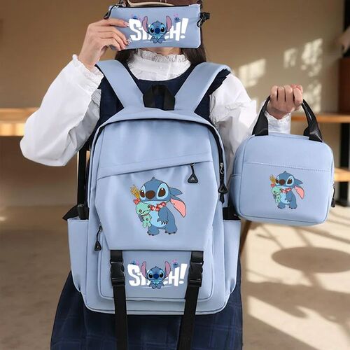 3pc Stitch Large Capacity Backpack Set, Tote Bag and Pencil