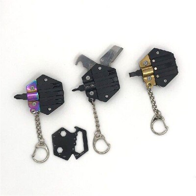 Keychain Screwdriver Multifunctional Hexagon Coin Outdoor