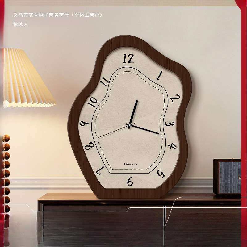 依冰人中古风桌面时钟复古创意座钟新款玄关钟表挂墙客厅玄关摆件
