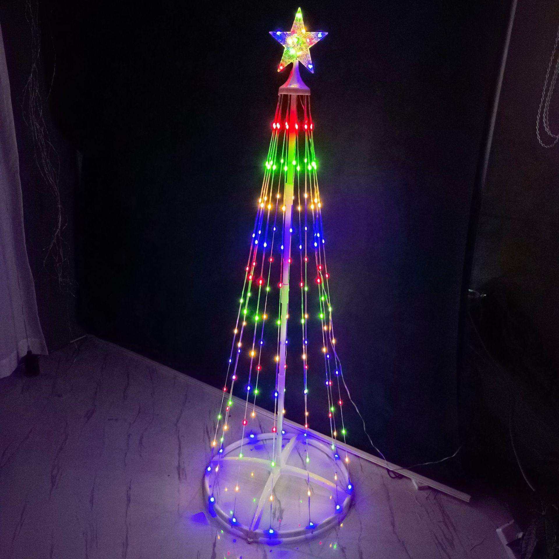 铁艺锥形旋转树枝灯LED盘旋树折叠圆锥塔RGB旗杆灯圣诞树彩灯