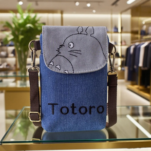 帆布斜跨女包个性创意卡通手拎斜挎两用布艺大屏手机包