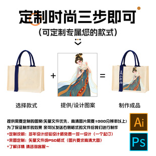 覆膜帆布袋定制托特包logo飘带帆布袋高端广告购物袋立体手提袋子