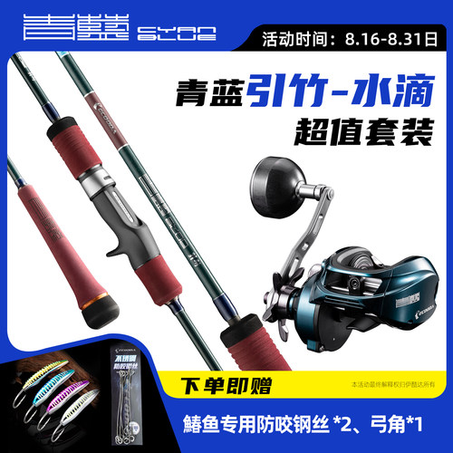 青蓝引竹全实心慢摇铁板竿套装