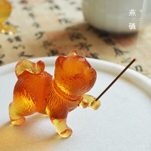 琉璃陶瓷猫咪香插线香香座可爱童趣治愈茶宠盘玩摆件茶道新款礼品