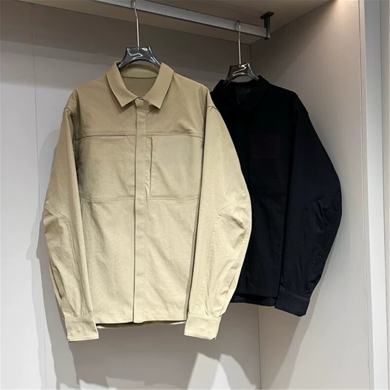 外贸高品春季新款城市户外休闲轻量机能风衬衫式男士夹克外套刺绣