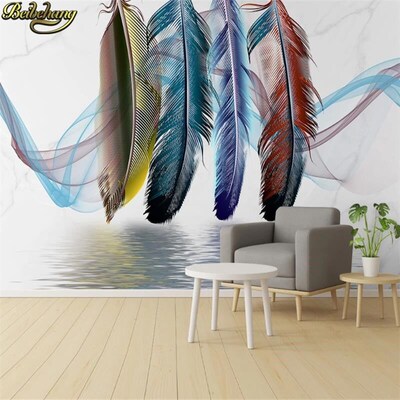 beibehang custom papel de parede 3d room Colored feathers mu