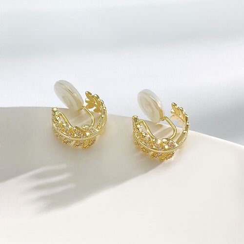 Womens Spring and Summer Simple Leaf Small Ear Ring Mosquit
