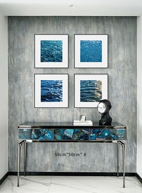 波光粼粼大海水平静风景装饰画蓝色波纹餐厅客厅卧室玄关墙壁挂画