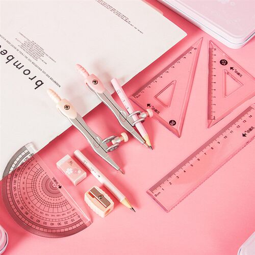 8 In1/Set Compass Ruler Iron Box Binding Mathematical