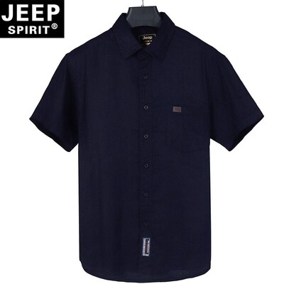Mens Short-sleeved Shirt Linen Loose Summer Loose Large Siz