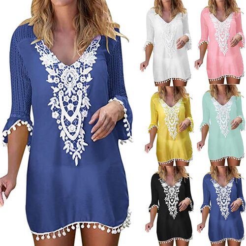 Hot Sale plus size swimsuit for women Pom Pom Trim Tassel La
