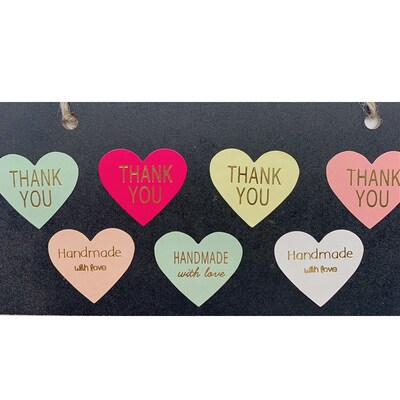 100pcs/lot Color Thank You Heart Design bronzing seal Sticke