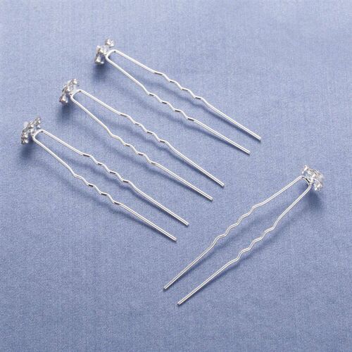 20Pcs Fashion Wedding Bridal Pearl Flower Clear Crystal Rhin