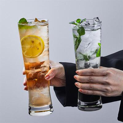 369ml glass cocktail glass and patterned cold drink glass
