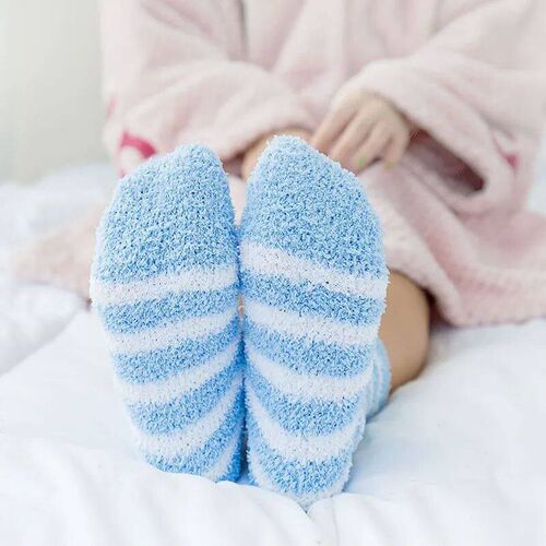 5 Pairs Womens Autumn and Winter Striped Coral Fleece Sleep