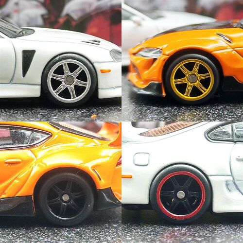 1/64 Wheels with Fixed Rubber Tires Six Spoke for Toy Model