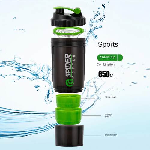 3 Layers Shaker Protein Bottle Powder Shake Cup Large Capaci