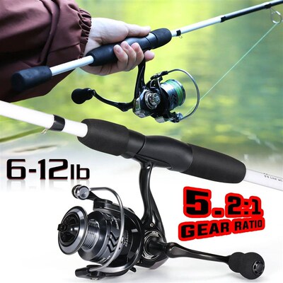 Sougayilang White Spinning Fishing Rod and Reel Set 4 Sectio