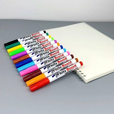 12 Pcs Colorful Markers Erasable Whiteboard Markers Colored