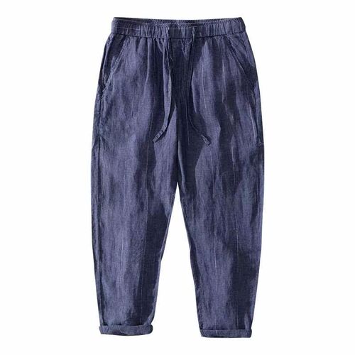 L8211 New Striped Casual Pants Mens Summer Linen Breathable