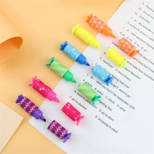 6 Pcs candy shape Highlighter Marker Pens Fluorescent Pen Dr