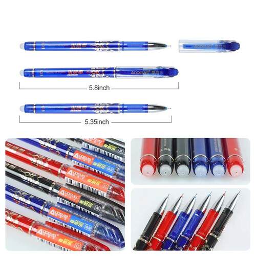 12Pcs/Set Erasable Gel Pens Black Blue Refill Rod 0.5mm Ball