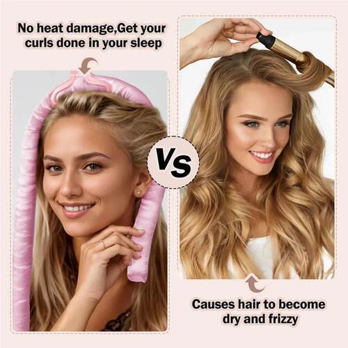 Heatless Curling Rod Night Cap No Heat Ribbon Lazy Hair Curl