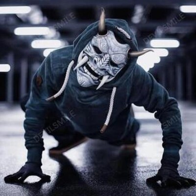 Halloween Masquerade Red Prajna Mask Cospiay Noh Japanese