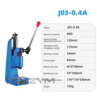 J03-0.4A Industrial Precision Manual Press Machine Small Han