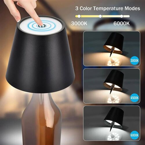 Wireless Bottle Table Lamp Touch Control 3 Colors and Steple