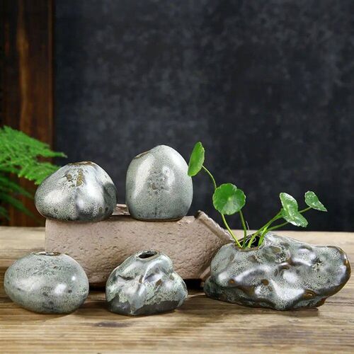 Elegant DIY Ceramic Mini Vases Cute Irregular Stone Vase Orn