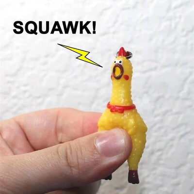 1Pair Squawking Rubber Chicken Earrings- Rooster Chick Novel