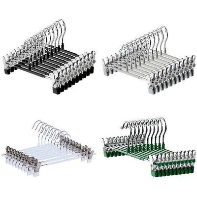 10PCS Metal Trouser Hanger with Adjustable Clip Non Slip